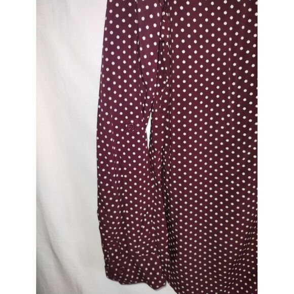 Cosmic Blue Love Womens Popover Top Size M Maroon White Polka Dot Tunic - Picture 3 of 8